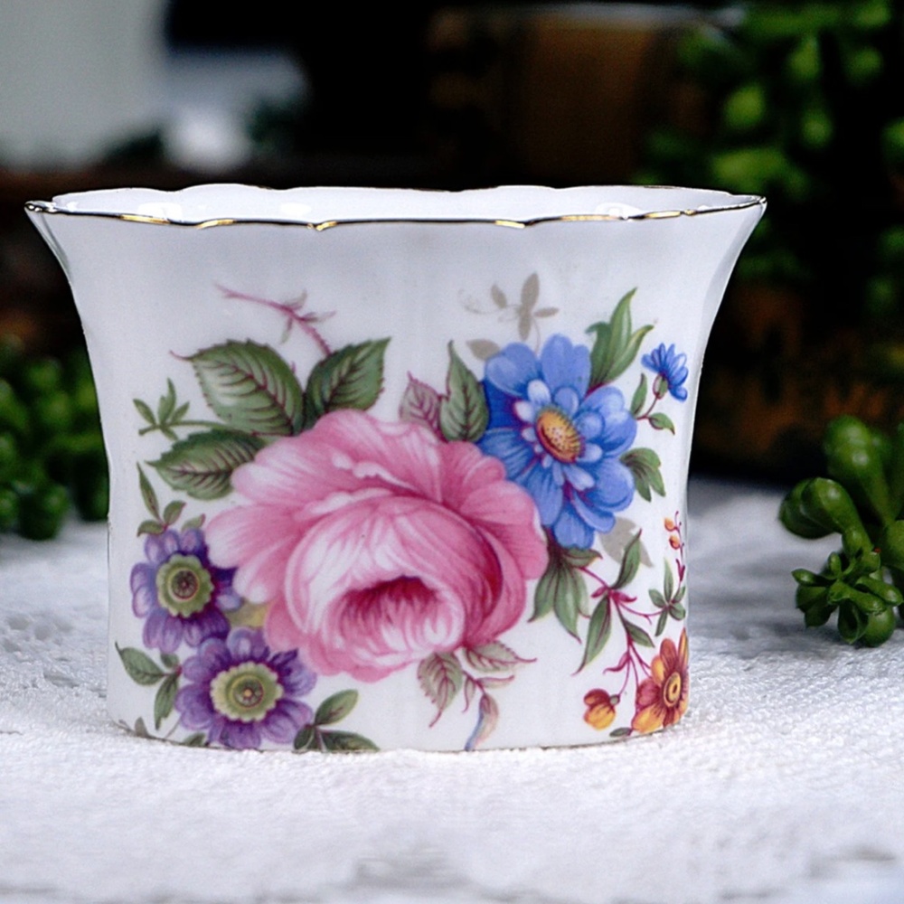 Aynsley | Decor | Pink Blue Floral Sugar Packet/Cotton Swab Holder - Picture 9 of 10